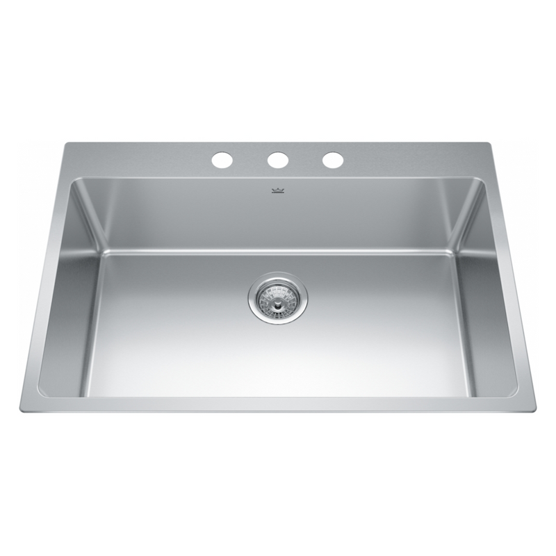 Kindred 31" Brookmore 3-Hole 1 Bowl Drop-In Kitchen Sink - BSL2131-9-3N