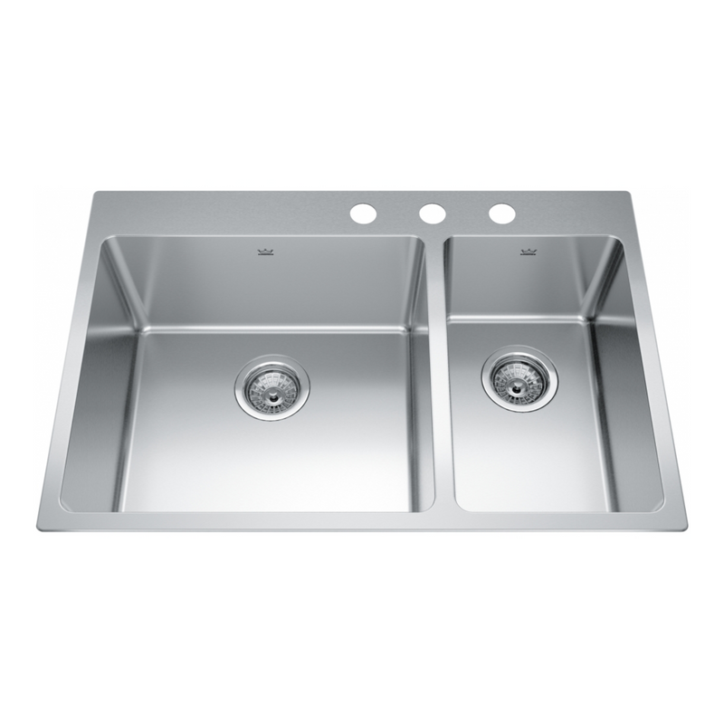Kindred 31" Brookmore 4-Hole 1.5 Bowl Drop-In Kitchen Sink - BCL2131R-9-3N