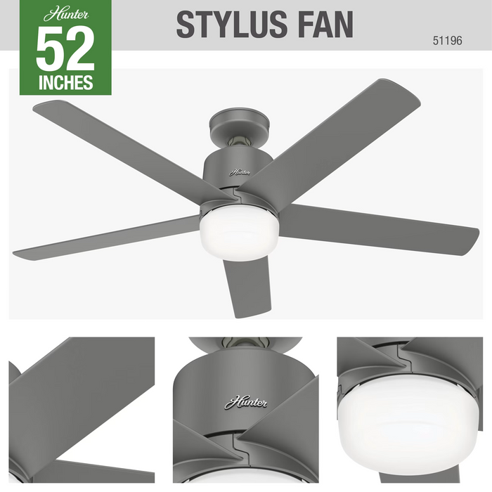 Hunter 52-inch Stylus Smart Ceiling Fan with LED Light