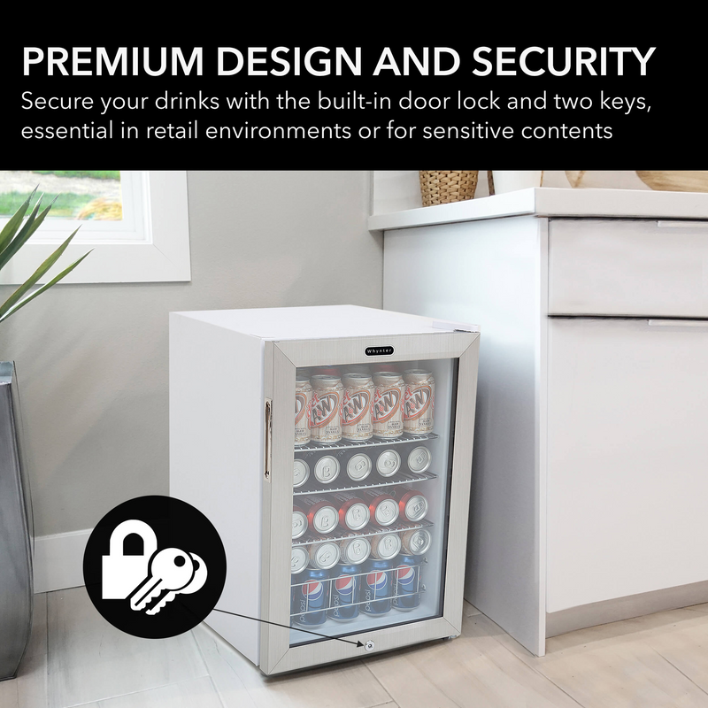 Whynter Beverage Refrigerator With Lock - Stainless Steel 90 Can Capacity