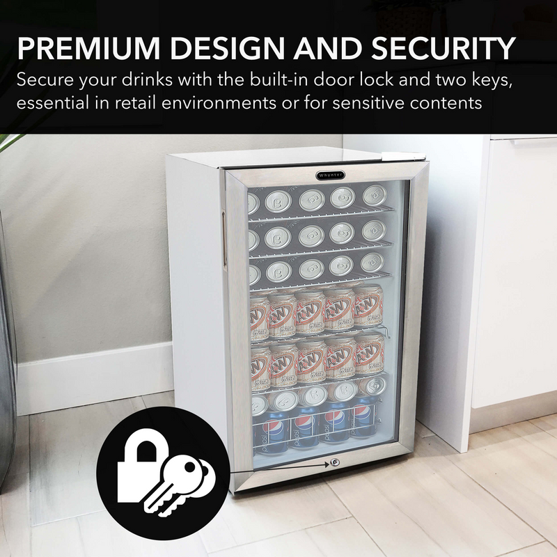 Whynter Beverage Refrigerator With Lock - Stainless Steel 120 Can Capacity