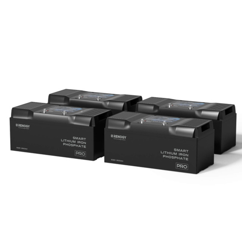 Renogy Pro - 12V 100Ah/200Ah Smart LiFePO4 Battery w/ Bluetooth & Self-Heating - RBT12200LFP-BTx4