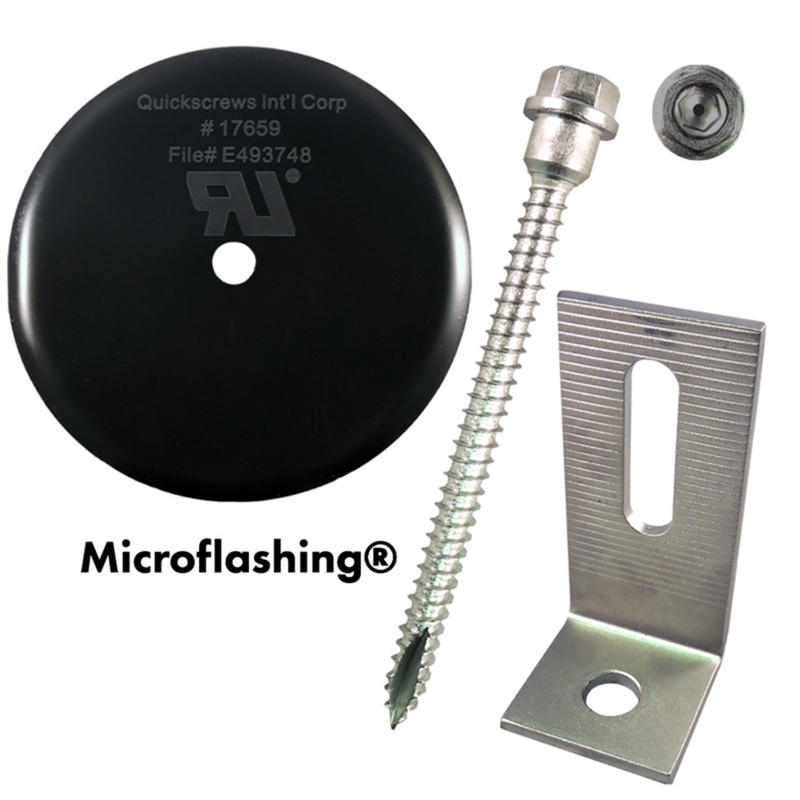 QuickBOLT Multi Roof Mount -  QB2 Kit with 4" Microflashing and Stainless Steel L-Foot - 17663