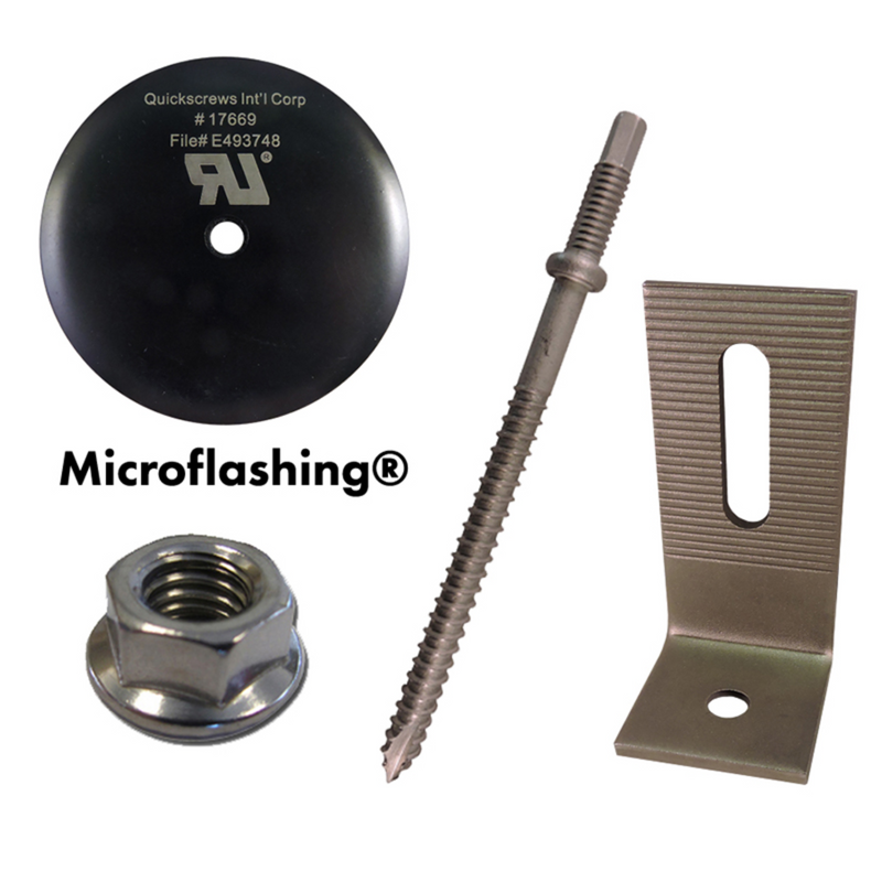 QuickBOLT Multi Roof Mount Kit -  QB1 Low Profile Kit Stainless Steel & 3" Micro & L-Foot & Nuts - 17667SS