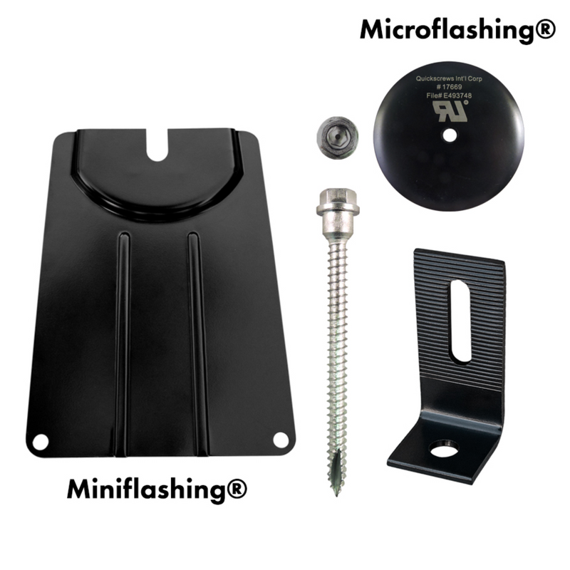 QuickBOLT QB2 Kit with 3" Micro and Miniflashing with SS Low Profile Black L-Foot - 17862DF