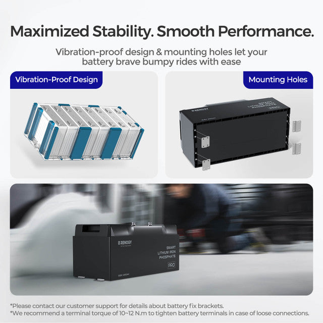Renogy Pro - 12V 100Ah/200Ah Smart LiFePO4 Battery w/ Bluetooth & Self-Heating - RBT12200LFP-BTx4