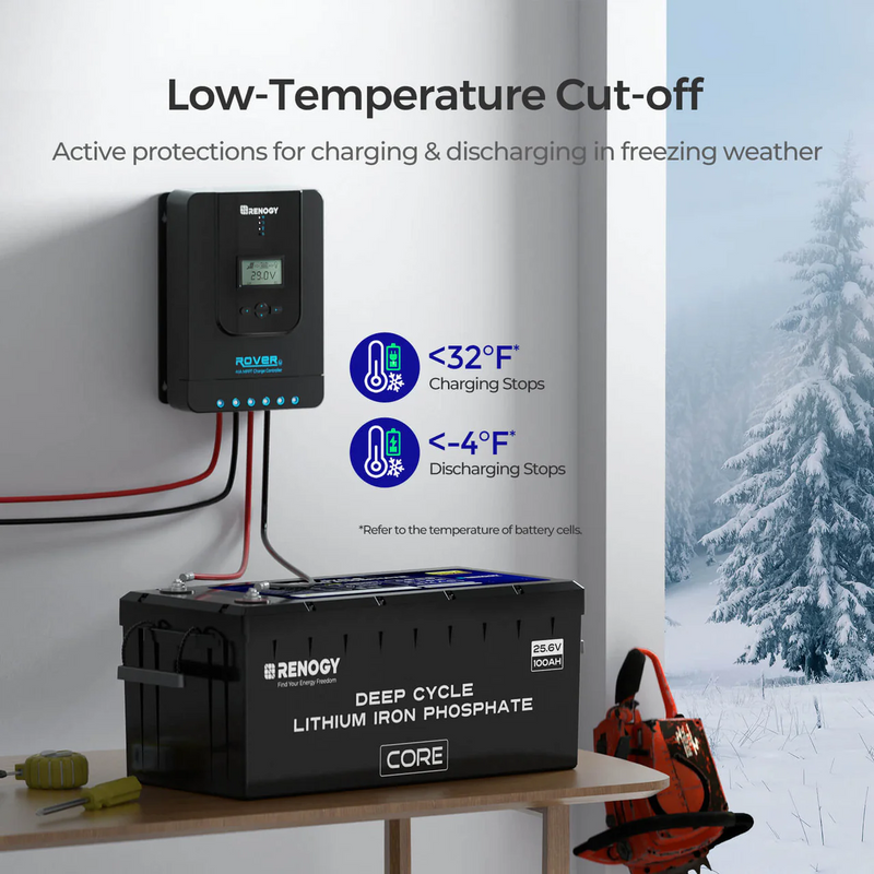 Renogy Core - 24V 100Ah Deep Cycle Lithium Iron Phosphate Battery - RBT24100LFPSHx4