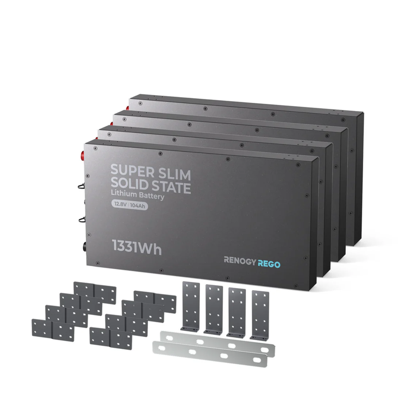 Renogy REGO - 12.8V 104Ah Super Slim Solid State Lithium Iron Phosphate Battery 4 Pack - RBT12104LFP-FB