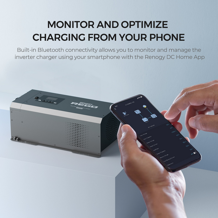 Renogy REGO 12V 3000W Pure Sine Wave Inverter Charger w/ LCD Display - RIV1230RCL-1SS-W02W-US