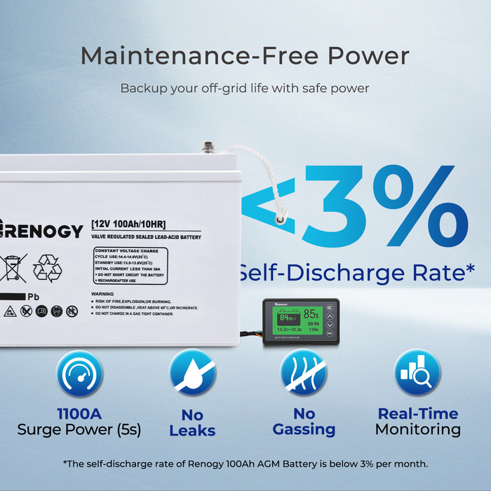 Renogy 400W 12 Volt Complete Solar Kit with Two 100Ah Deep-Cycle AGM / LiFePO4 Batteries - RKIT400DAP2-US