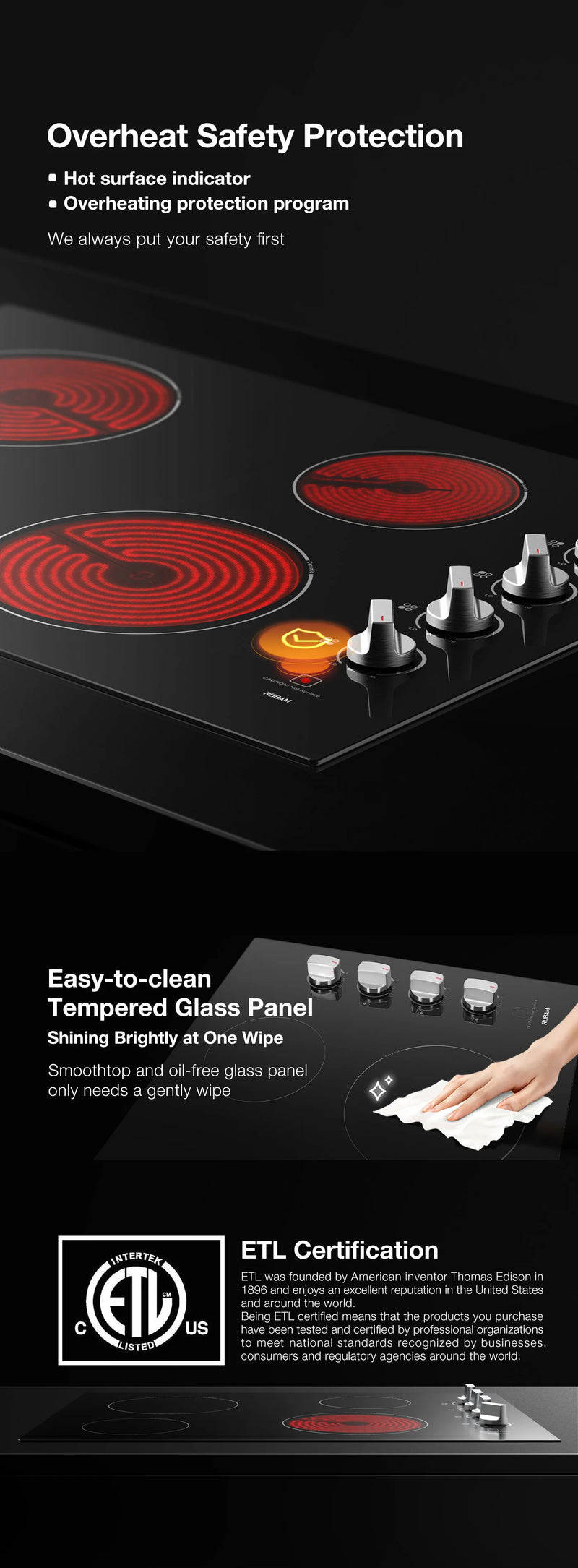 ROBAM Electric Ceramic Glass Cooktop W412 - 30" - 4 Burners