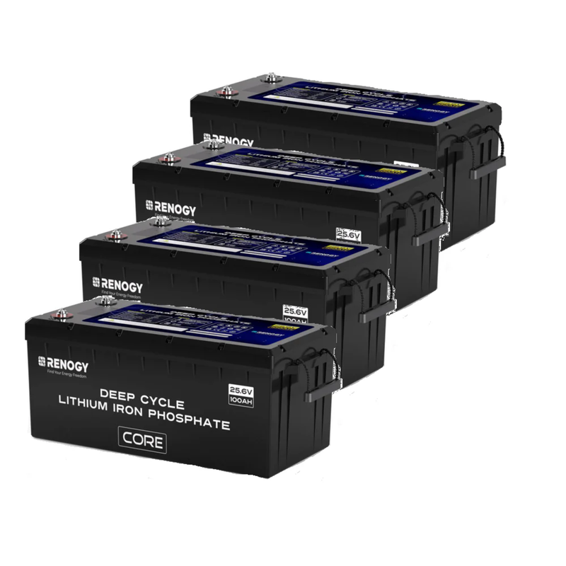 Renogy Core - 24V 100Ah Deep Cycle Lithium Iron Phosphate Battery - RBT24100LFPSHx4