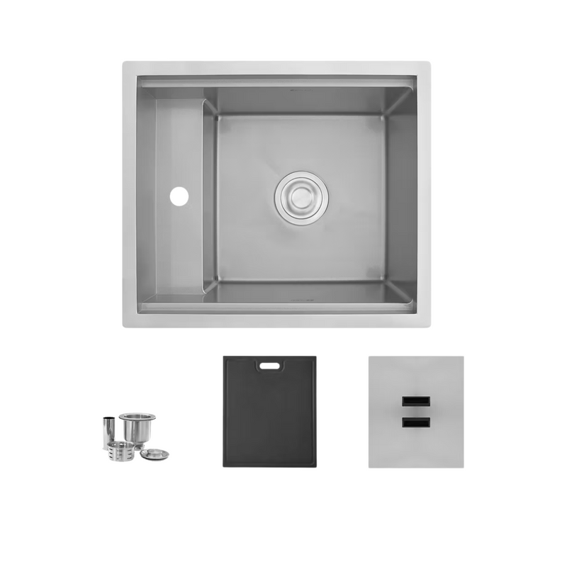 Stylish WAPTA 20" Dual Mount Workstation Single Bowl Utility Sink with Dura-Tek and Accessories - S-520C