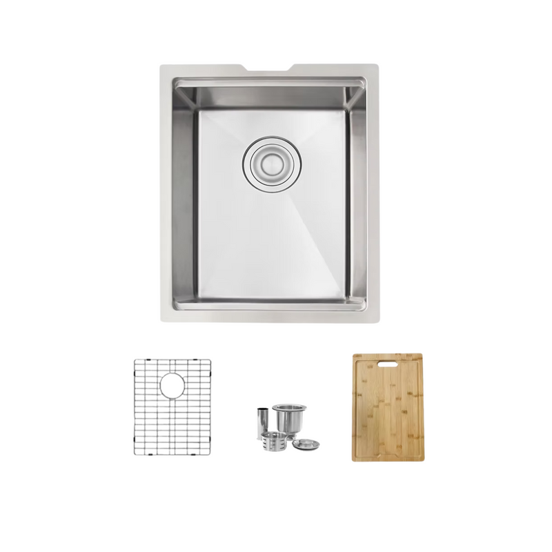 Stylish VERSA15 15" Workstation Single Bowl Undermount 16 Gauge Stainless Steel Kitchen Sink with Built in Accessories - S-610W