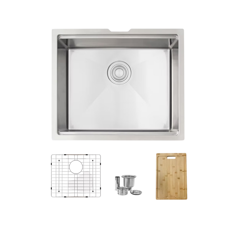 Stylish VERSA22 22" Workstation Single Bowl Undermount 16 Gauge Stainless Steel Kitchen Sink with Built in Accessories - S-622W