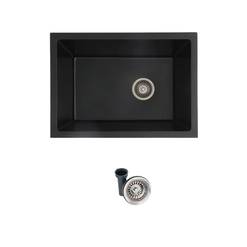 Stylish KILLARNEY 25" Single Bowl Dual Mount Composite Granite Utility Sink with Strainer