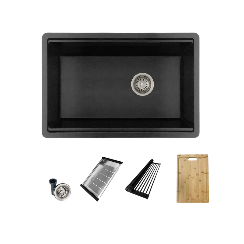 Stylish KINBROOK 28" Dual Mount Workstation Single Bowl Composite Granite Kitchen Sink with Built in Accessories