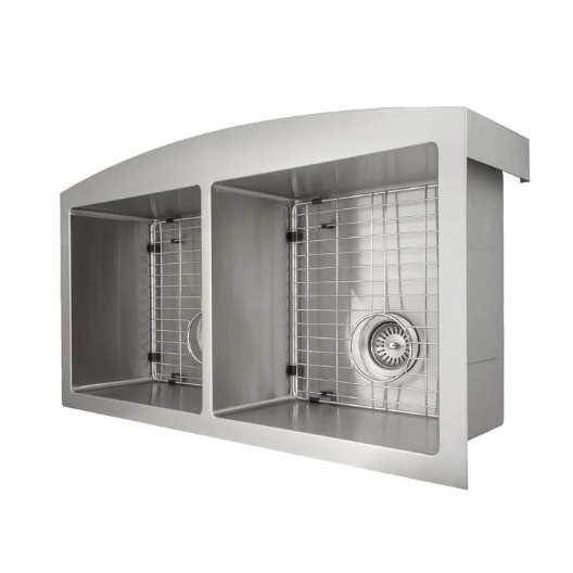 ZLINE Niseko 36 In. Farmhouse Apron Mount Double Bowl Stainless Steel Kitchen Sink With Bottom Grid
