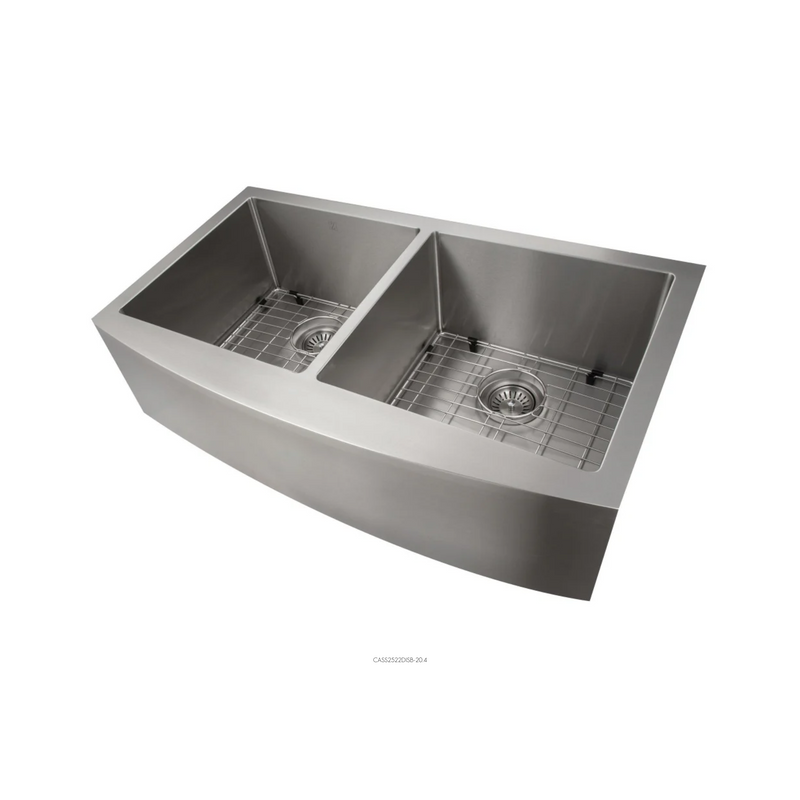 ZLINE Niseko 36 In. Farmhouse Apron Mount Double Bowl Stainless Steel Kitchen Sink With Bottom Grid
