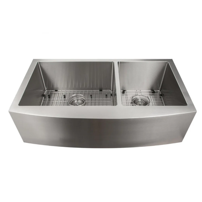 ZLINE Courchevel 36 In. Farmhouse Apron Mount Double Bowl Stainless Steel Kitchen Sink With Bottom Grid