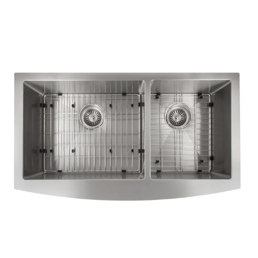 ZLINE Courchevel 36 In. Farmhouse Apron Mount Double Bowl Stainless Steel Kitchen Sink With Bottom Grid
