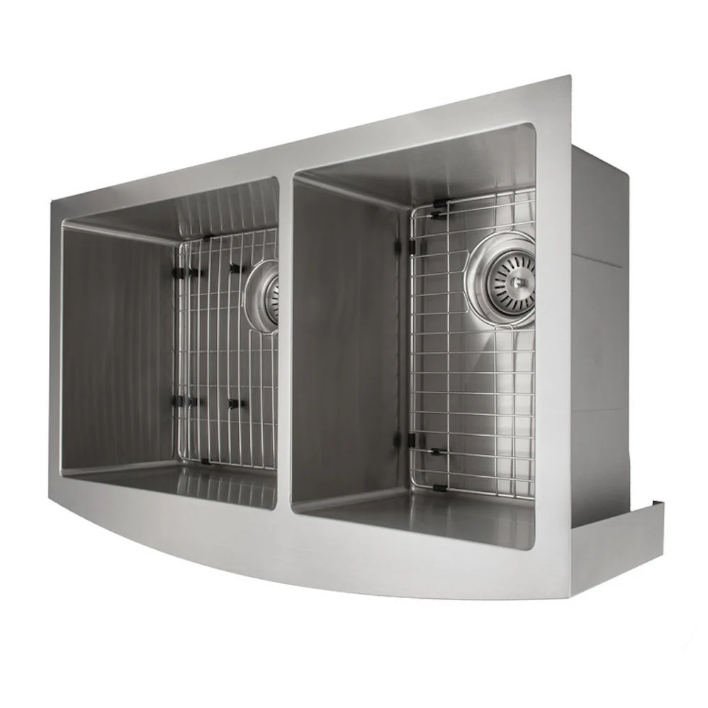 ZLINE Courchevel 36 In. Farmhouse Apron Mount Double Bowl Stainless Steel Kitchen Sink With Bottom Grid