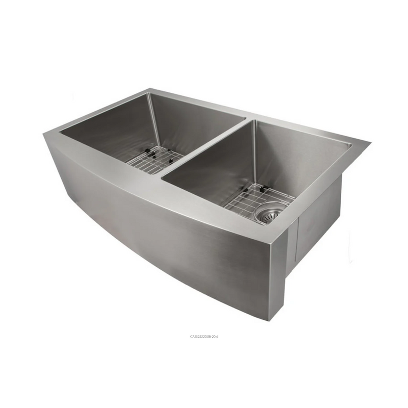 ZLINE Courchevel 36 In. Farmhouse Apron Mount Double Bowl Stainless Steel Kitchen Sink With Bottom Grid