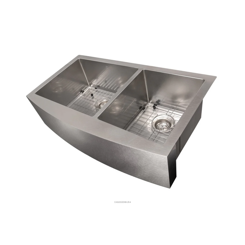ZLINE Courchevel 36 In. Farmhouse Apron Mount Double Bowl Stainless Steel Kitchen Sink With Bottom Grid