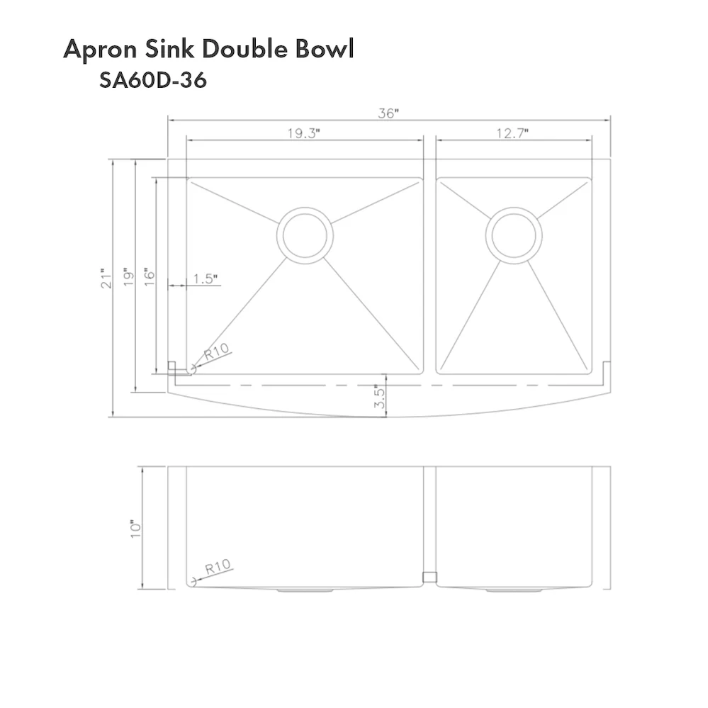 ZLINE Courchevel 36 In. Farmhouse Apron Mount Double Bowl Stainless Steel Kitchen Sink With Bottom Grid