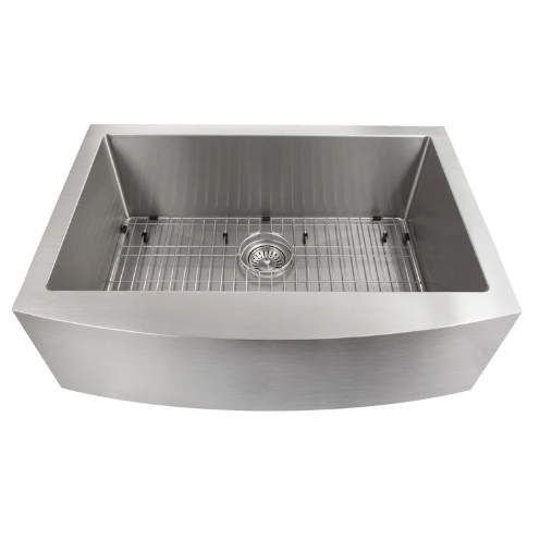 ZLINE Zermatt 30 In. Farmhouse Apron Mount Single Bowl Stainless Steel Kitchen Sink With Bottom Grid