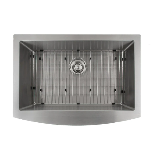 ZLINE Zermatt 30 In. Farmhouse Apron Mount Single Bowl Stainless Steel Kitchen Sink With Bottom Grid