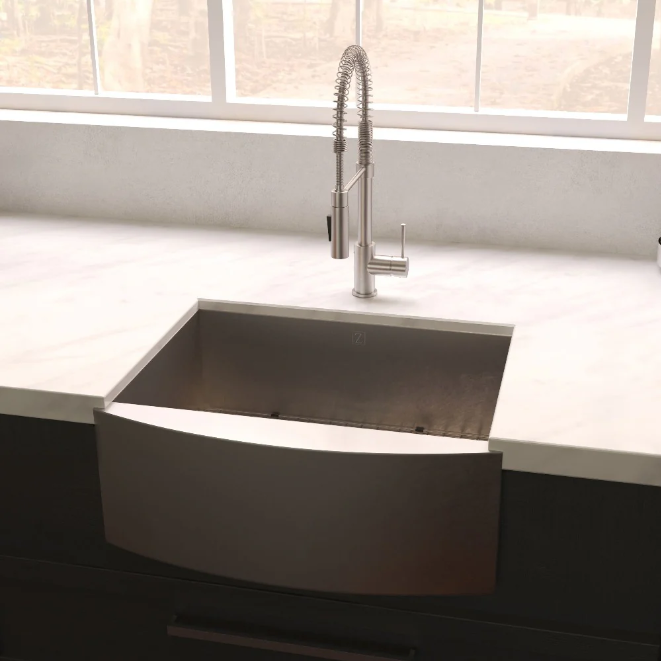 ZLINE Zermatt 30 In. Farmhouse Apron Mount Single Bowl Stainless Steel Kitchen Sink With Bottom Grid