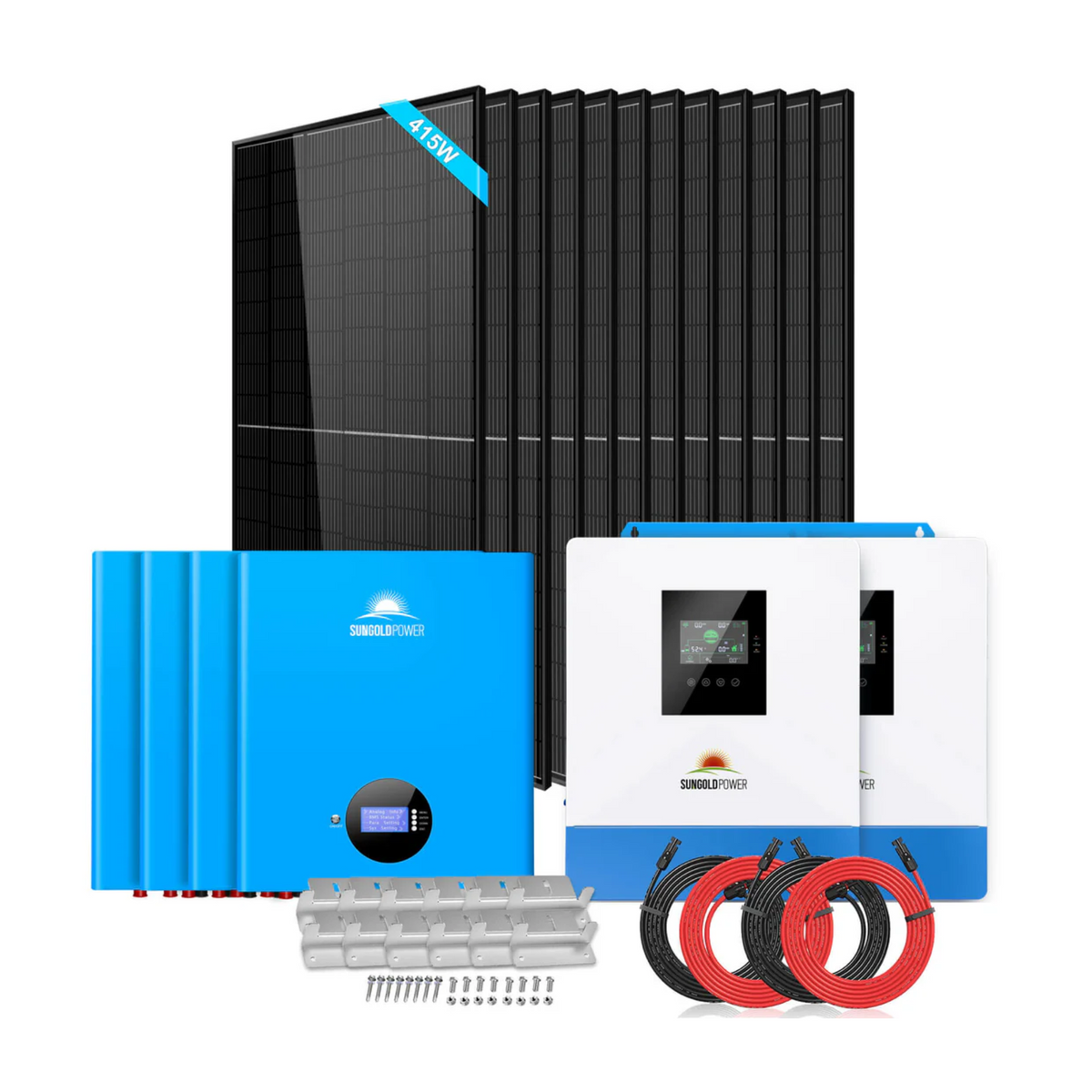 SunGoldPower Off Grid Solar Kit 10000W 48VDC 120VAC/240V 20.48kwh Powe ...