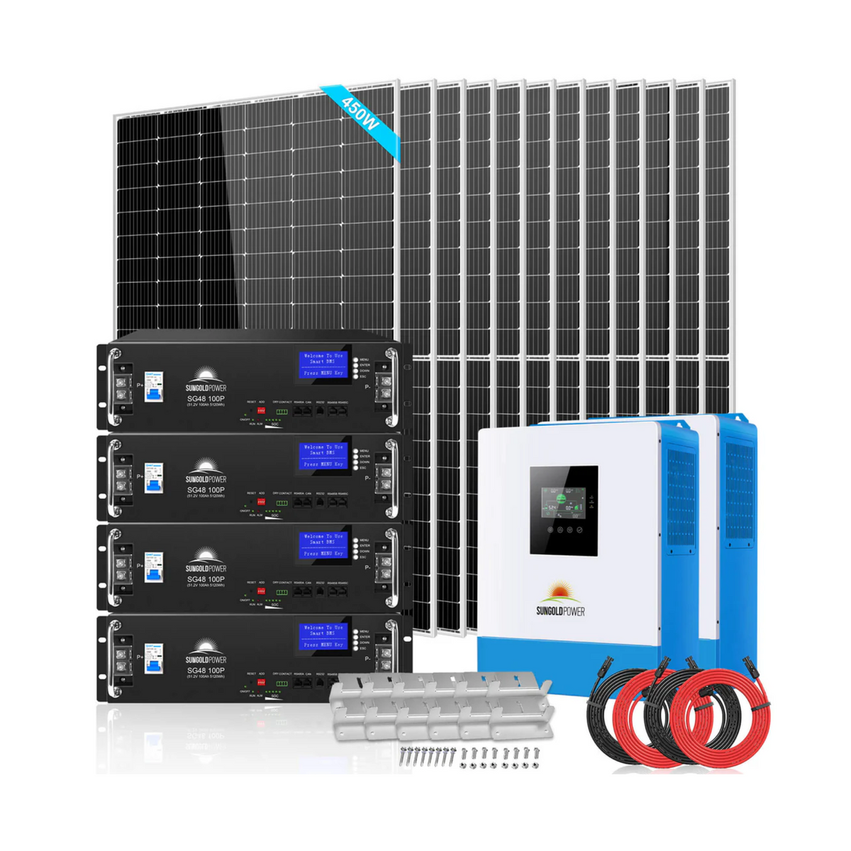 SunGoldPower Off Grid Solar Kit 10000W 48VDC 120V/240V LIFEPO4 20.48kw ...