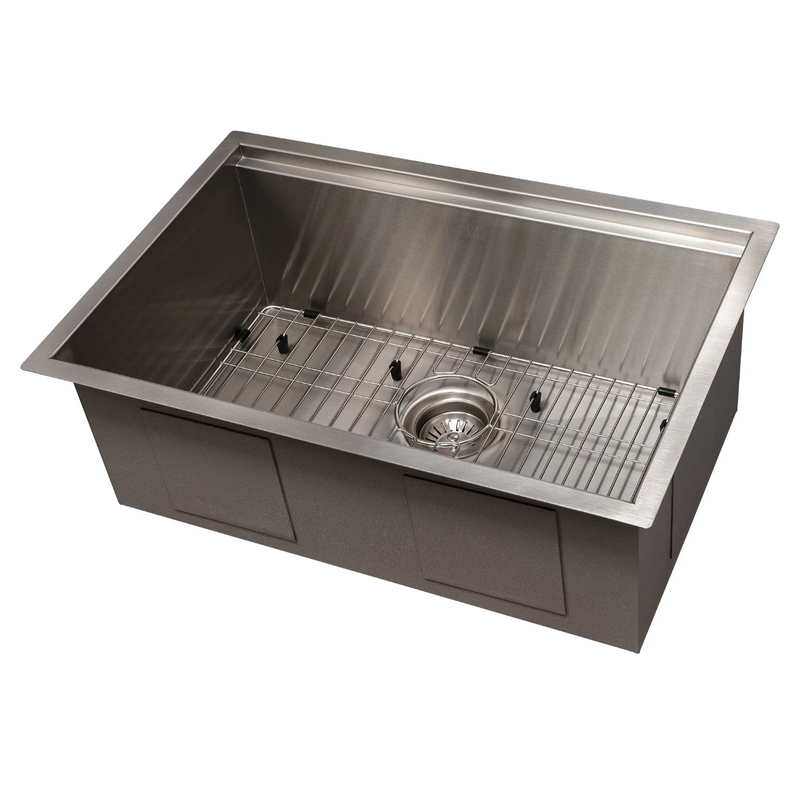 ZLINE Garmisch 30 In. Undermount Single Bowl Stainless Steel Kitchen Sink With Bottom Grid and Accessories