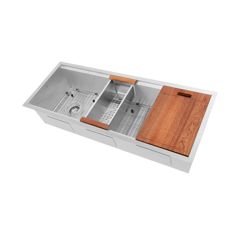 ZLINE Garmisch 43 In. Undermount Single Bowl Stainless Steel Kitchen Sink With Bottom Grid and Accessories