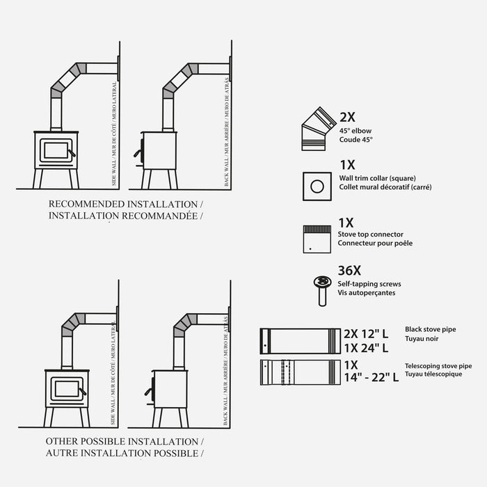 Drolet 6"To-The-Wall Single Wall Pipe Kit - SP00360