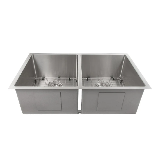 Zline Anton 33 In. Undermount Double Bowl Stainless Steel Kitchen Sink With Bottom Grid