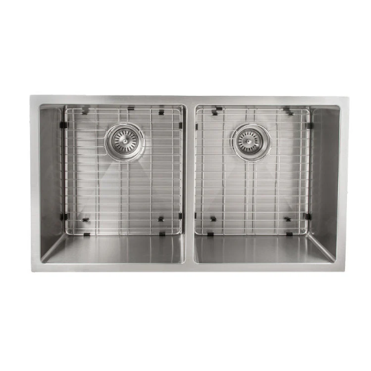 Zline Anton 33 In. Undermount Double Bowl Stainless Steel Kitchen Sink With Bottom Grid