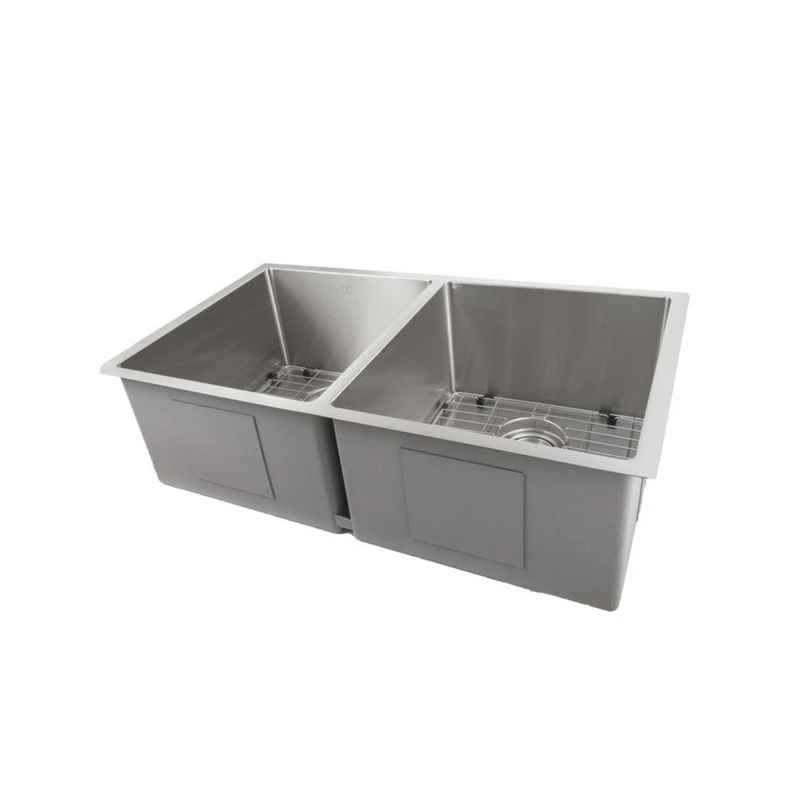 Zline Anton 33 In. Undermount Double Bowl Stainless Steel Kitchen Sink With Bottom Grid