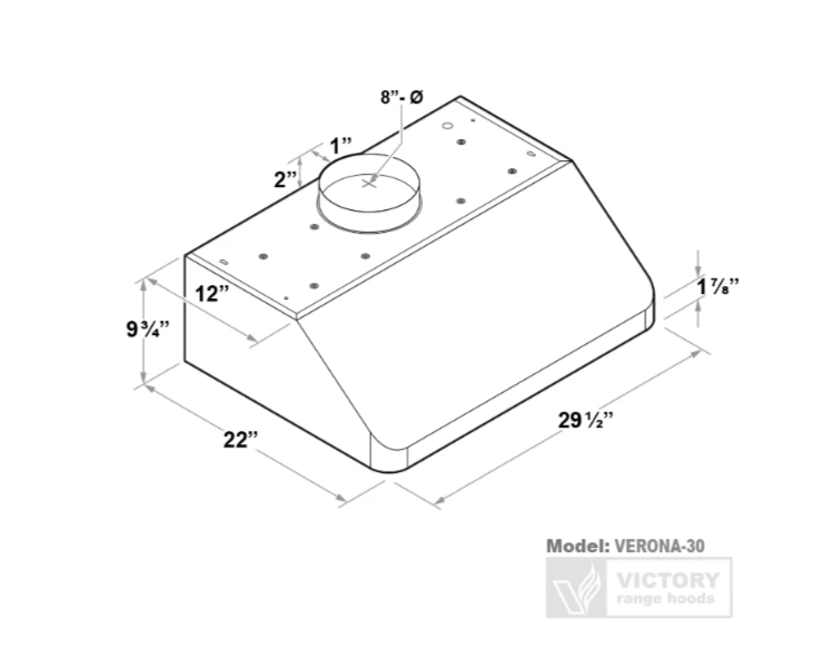Victory Range Hoods 30" Verona 900 CFM Under Cabinet Range Hood