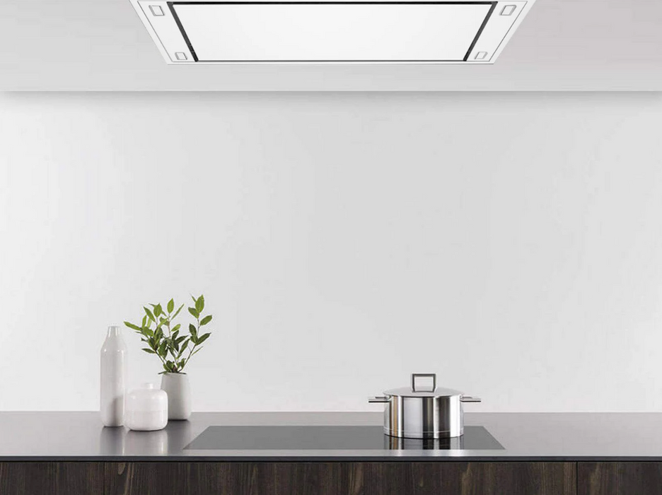 Victory Range Hoods Horizon Matte White Flush Ceiling Mount Range Hood with Dimmable LED Lights