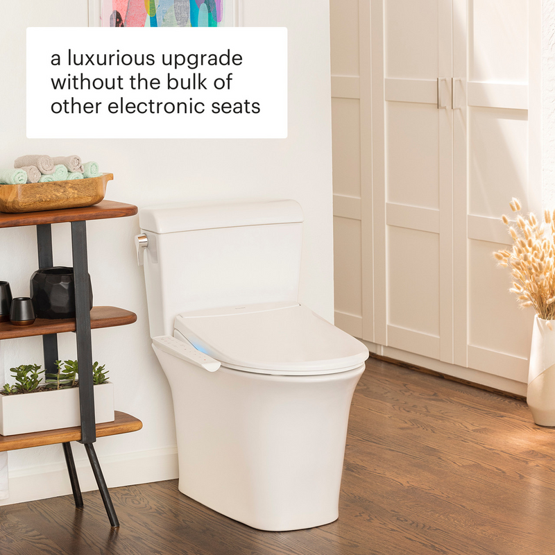 Brondell Swash Thinline T22 Luxury White Toilet Seat with Side Arm Control