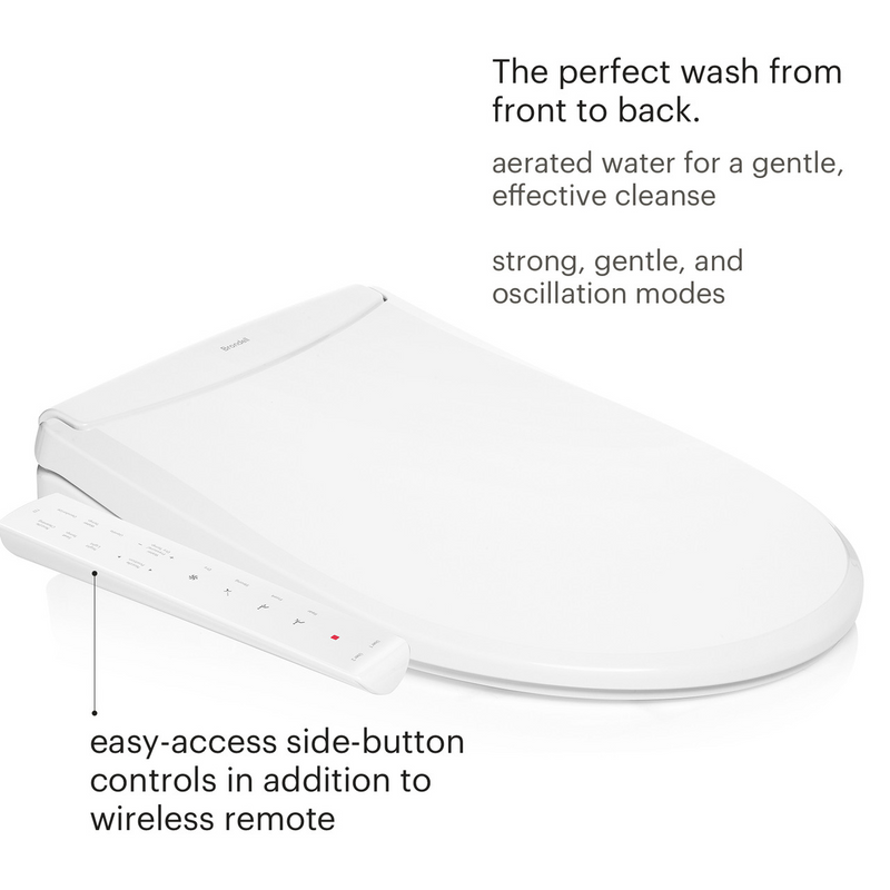 Brondell Swash Thinline T22 Luxury White Toilet Seat with Side Arm Control