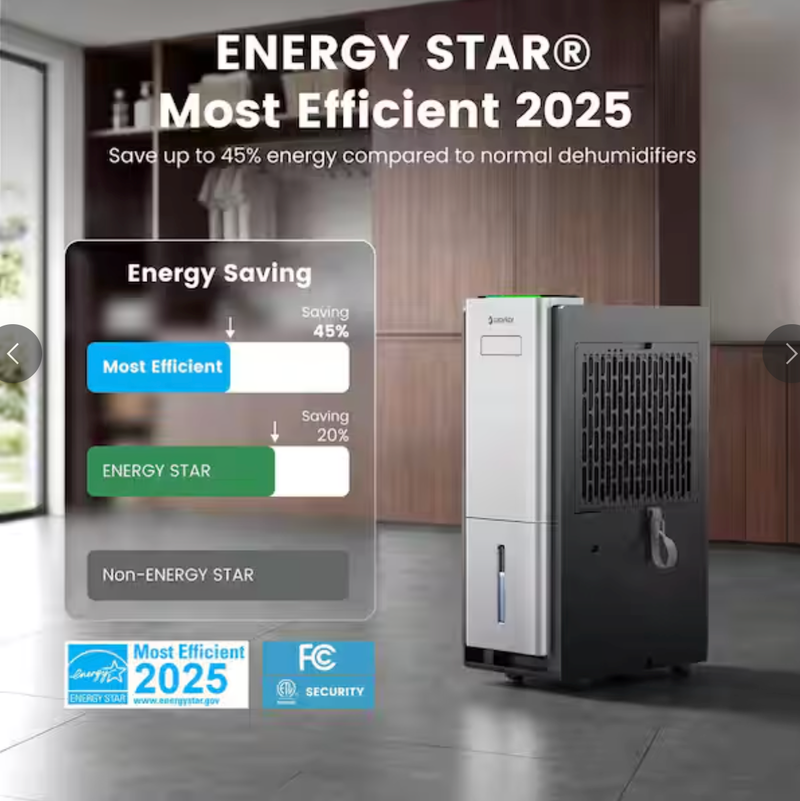Waykar 80 pt. 5,000 sq.ft. Energy Star Most Efficient Dehumidifier for Basement and Bedroom with Drain Hose, Bucket in Black -  TDW80A