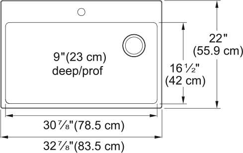 Kindred 33" Brookmore Drop in Kitchen Sink - BSL2233-9-1N-OW