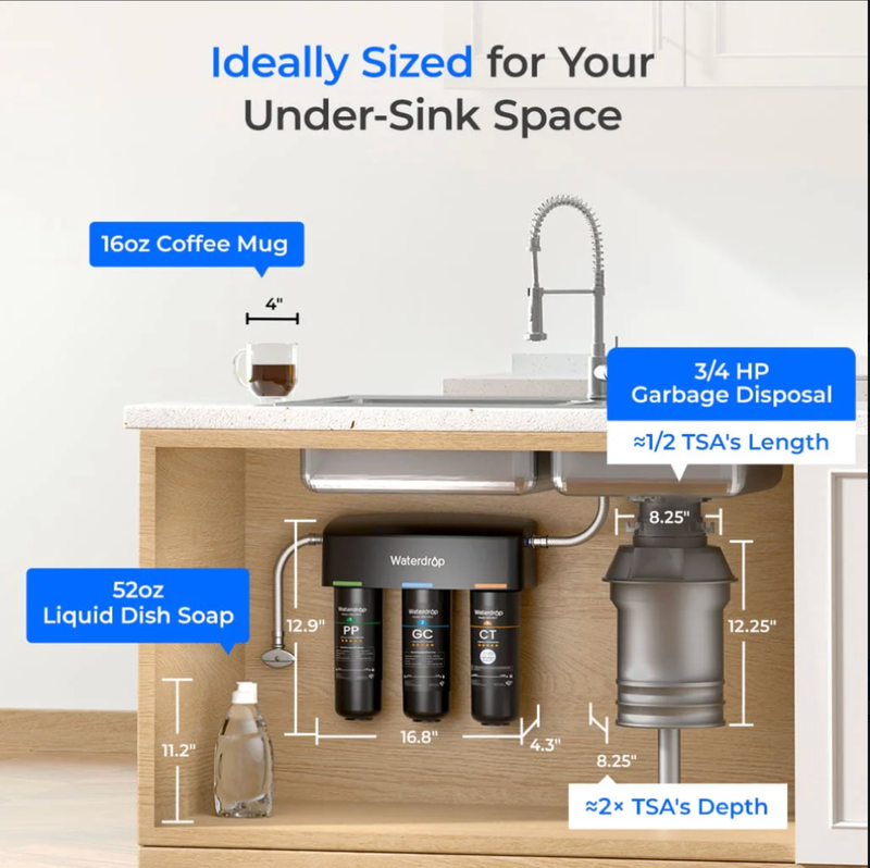 Waterdrop 3-stage Under Counter Direct Connect Filtration System - WD-TSA-10