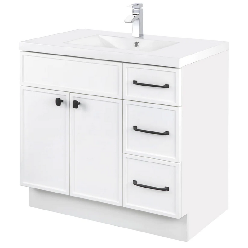 Cutler Manhattan 36” White Single Sink Freestanding Bathroom Vanity MANWHT36RHT