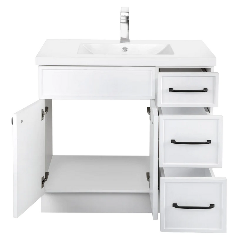 Cutler Manhattan 36” White Single Sink Freestanding Bathroom Vanity MANWHT36RHT