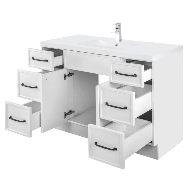 Cutler Manhattan 48” White Single Sink Freestanding Bathroom Vanity MANWHT48SBT